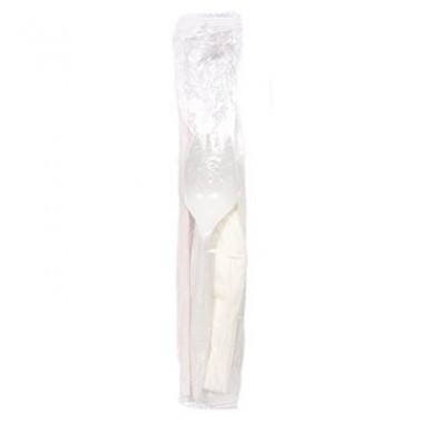 Medium Weight Cutlery Kit Polypro Spork Milk Straw 5.75" Napkin
