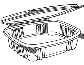 16oz Deli Cont Clear Hinged Shallow 7-1/4 x 6-3/8 x 1 APET