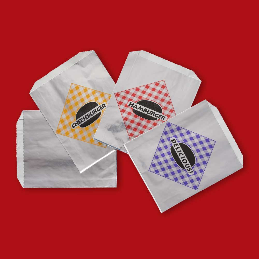 Foil Jumbo Cheeseburger Bag 6 1/2" x 1 1/2" x 7 3/4"  Printed