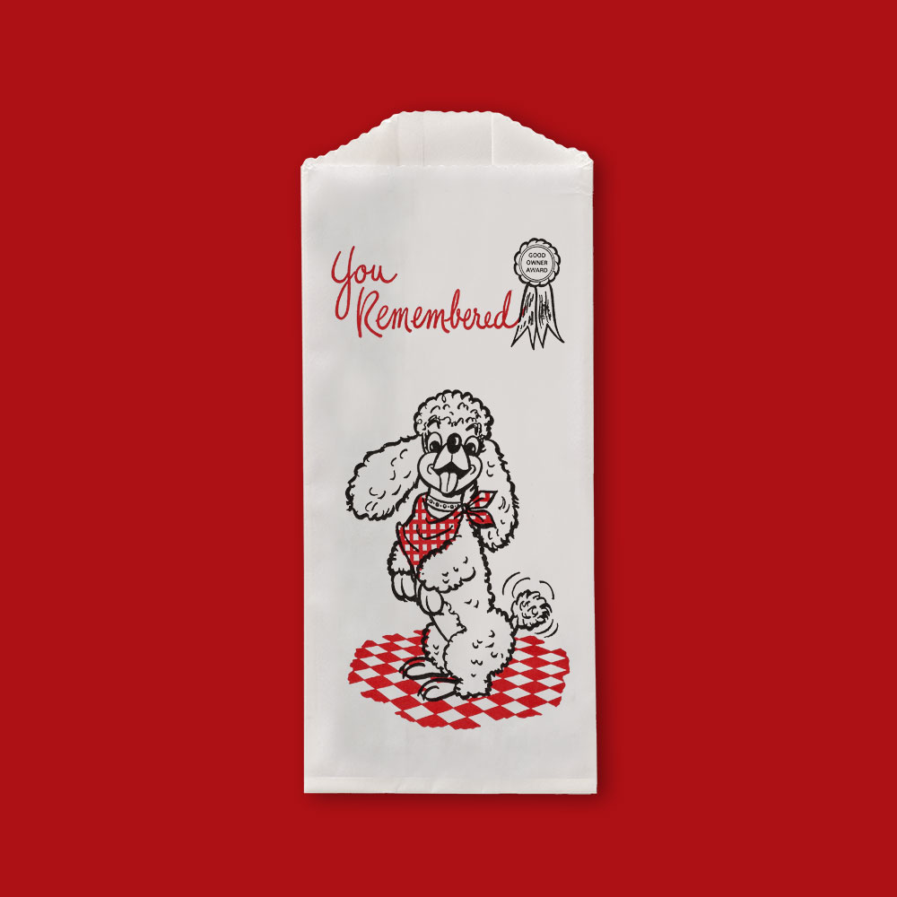 Duplex Doggie Bag w / Design 5" x 3" x 12"   Poodle Print