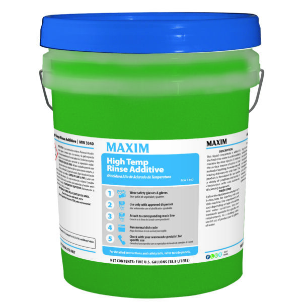 Maxim High Temp Rinse Additive 5 Gallon, No Scent, MW3340