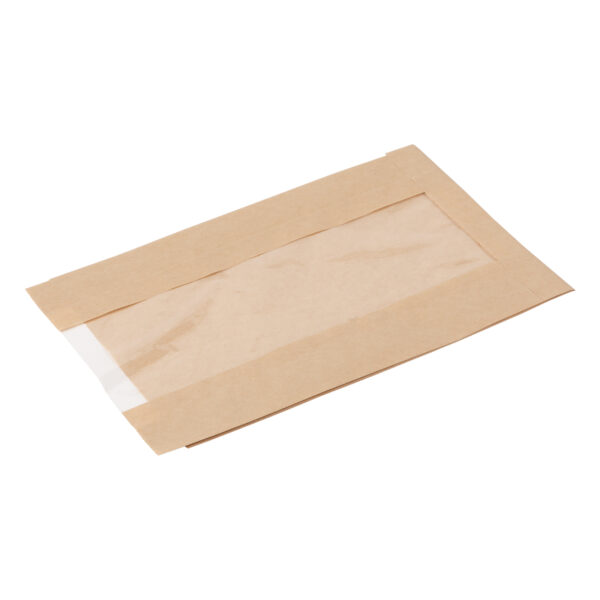 Grease Resistant Window Bags 6" X 2" X 9", Natural Kraft