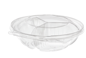 3 Comp Round Safe-T-Fresh Container with Tamper Evident Hinged Lid