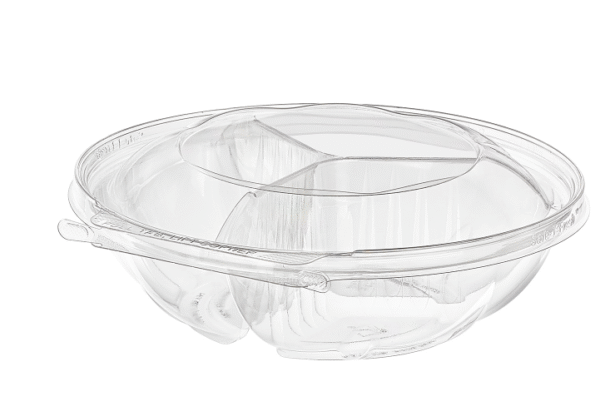 3 Comp Round Safe-T-Fresh Container with Tamper Evident Hinged Lid