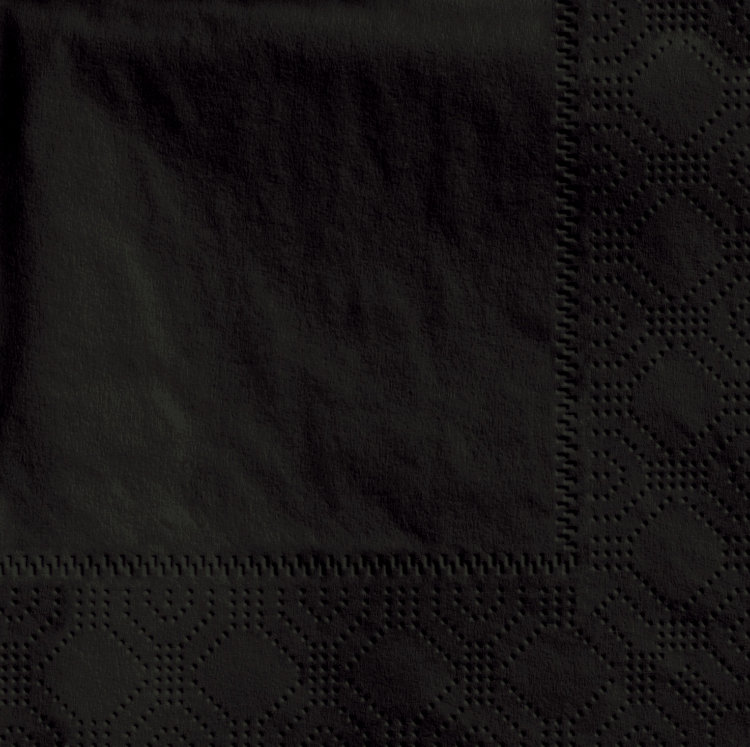 9.5" X 9.5" Black Beverage Napkin 2-Ply 1/4 Fold Regal Emboss
