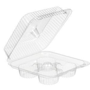 4ct Jumbo Cupcake Muffin Container 7.63" x 8.06" x 3.25"