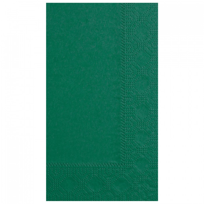 15"X17" Hunter Green Dinner Napkin 2-Ply, 1/8 Fold, Regal Emboss