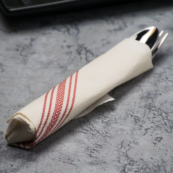 FashnPoint White/Red Dish Towel Ultra Ply, 15.5" X 15.5"