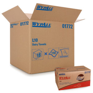 WYPALL L10 Sani-Prep Dairy Towels White 9" x 10.25" Pop-Up Box