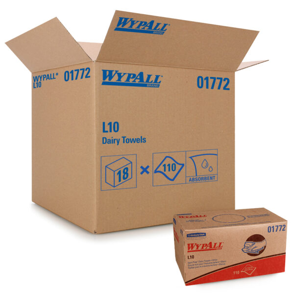 WYPALL L10 Sani-Prep Dairy Towels White 9" x 10.25" Pop-Up Box