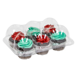 6ct PET Plastic Cupcake Container 9.63" x 6.88" x 3.7"
