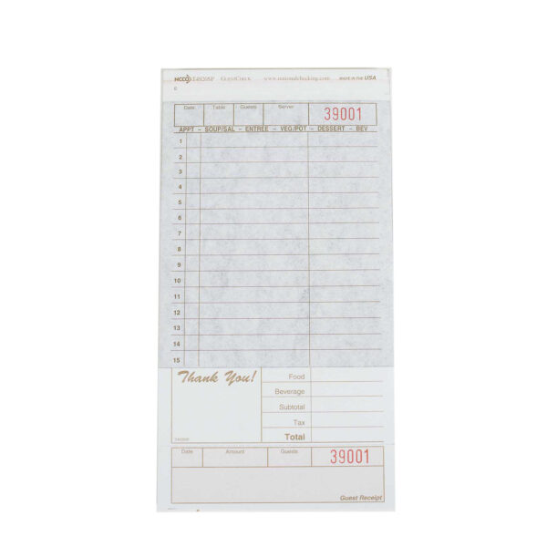 Duplicate Carbon-Backed Guest Check 4.25" x 8.25" Tan Shrink Pack Large
