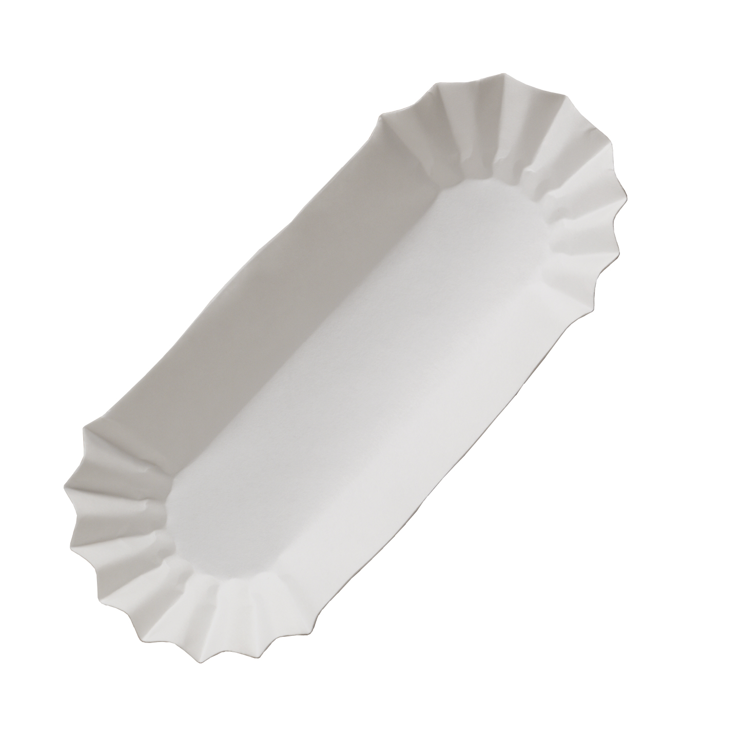 Medium Weight Fluted Hot Dog Tray 6" White