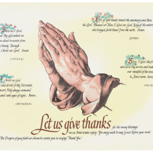 Four Faiths Praying Hands Placemat 10" X 14"