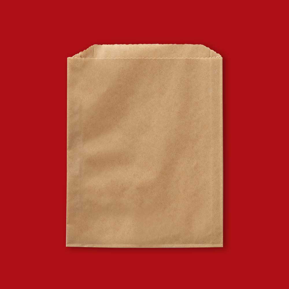 Plain Grease Resistant Sandwich Bag 6 1/2" x 1" x 8"  Natural Kraft