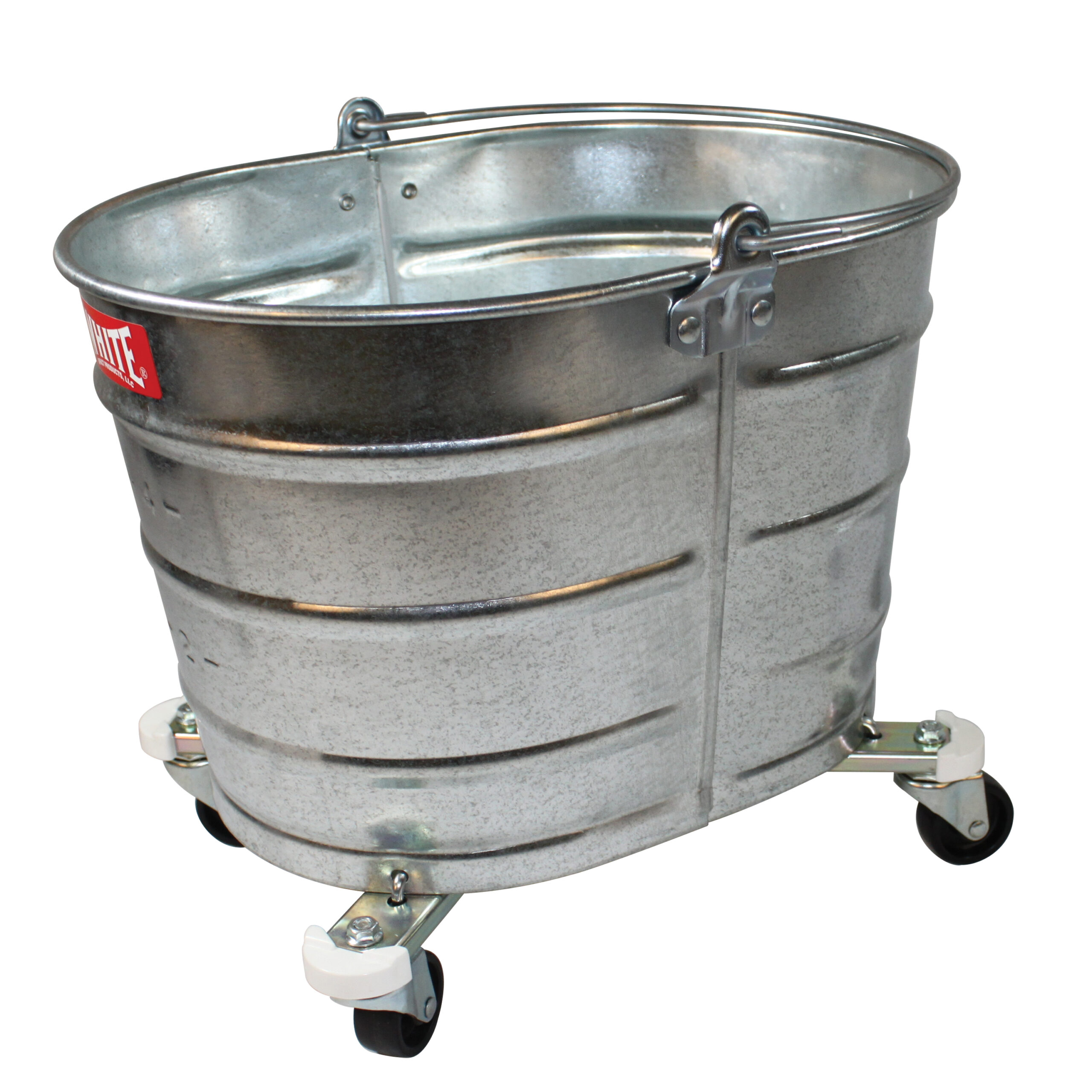 Bucket 26QT w/2" Casters Galvanized Steel Oval