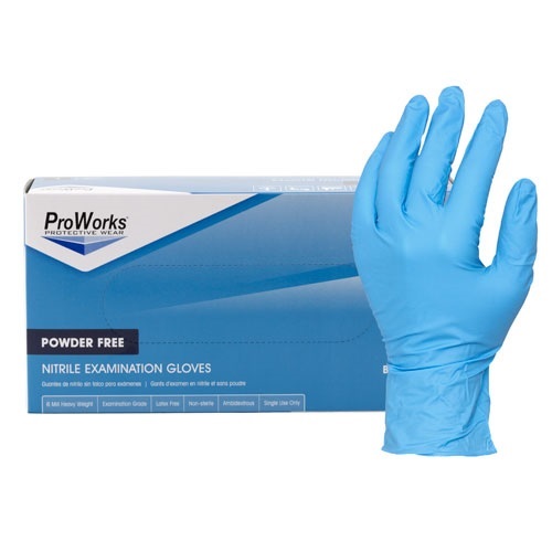 ProWorks Blue Nitrile Exam Gloves Large Powder Free 7 Mil
