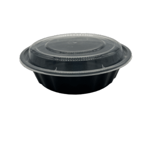 HC Microwaveable Container Combo 7", Deep Round, Black, 32 oz.