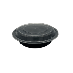 HC Microwaveable Container Combo 7" Medium Round Black 24 oz.
