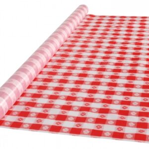 Plastic Tablecover Roll Red Gingham, 40" X 100'