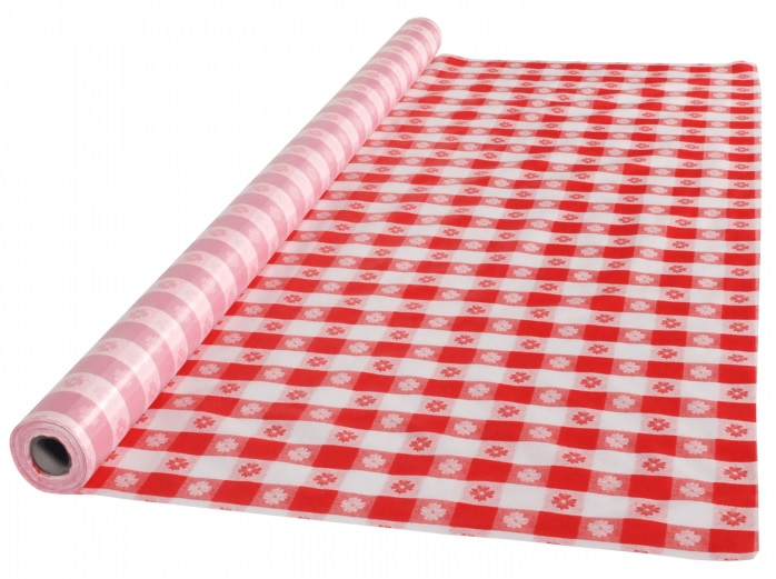 Plastic Tablecover Roll Red Gingham, 40" X 100'