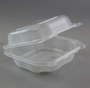 Medium Hinged Container Clear PP 7.5" X 7.5" X 2.88"