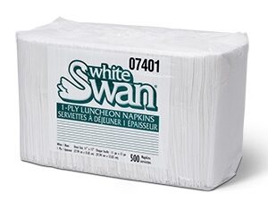 White Swan Luncheon Napkin White 1-Ply 4 Fold 12" x 12"