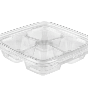 Safe-T-Fresh Shallow Container 4 Compartment, 5.25" X 5.25" X 1