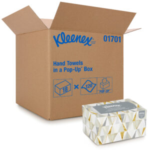 Kleenex Hand Towels in Pop-Up Box White 9" X 10.5" 120 Count
