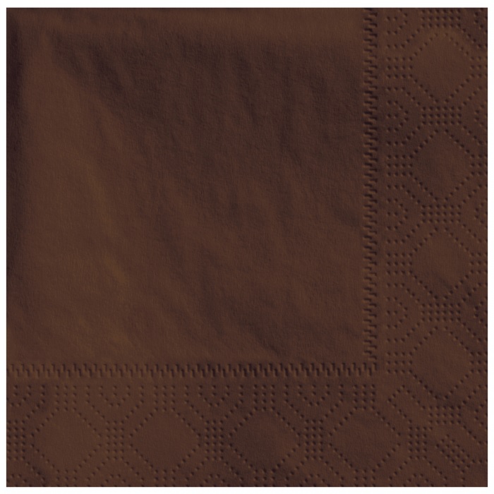 9.5" X 9.5" Chocolate Bev. Napkin 2-Ply, 1/4 Fold, Regal Emboss