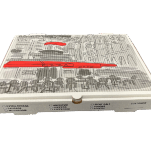 17x25x2 White Print Pizza Cafe Box White / Kraft B Flute