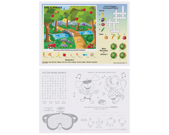 Kids' Activity Placemats 10" X 14"