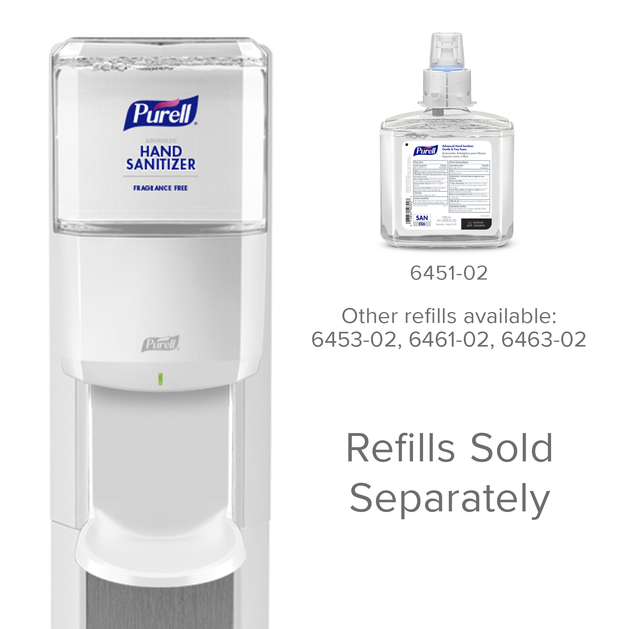 Purell Messenger ES6 Silver Floor Stand w/ Touch Free Dispenser