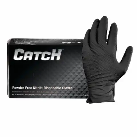 ProWorks Pyramid Grip Nitrile Glove Black, Powder Free, 9 Mil, Large