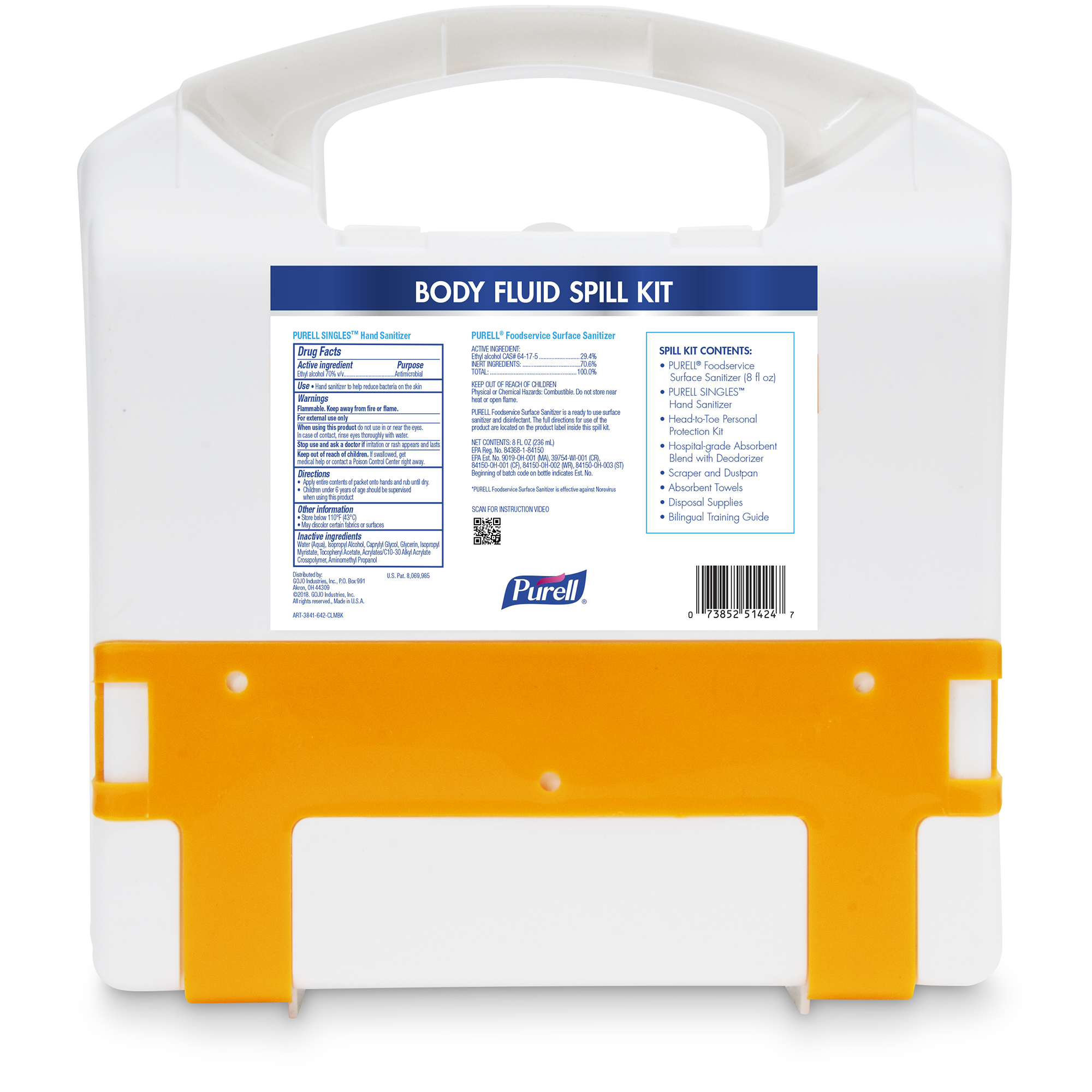 Purell Body Fluid Spill Kit  Plastic Clam Shell Kit w/ 2 Refills