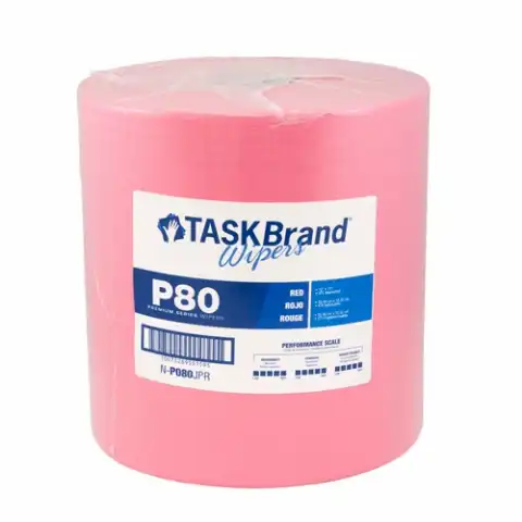Taskbrand P80 PD Hydrospun Wipers Jumbo Roll, Polywrapped, Red