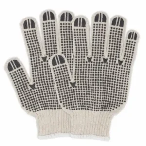 ProWorks PVC Knit Gloves Dotted String Natural Black Dots