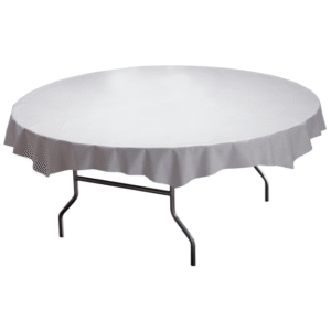 Linen-Like Octy-Round Tablecovers 82", White, Airlaid