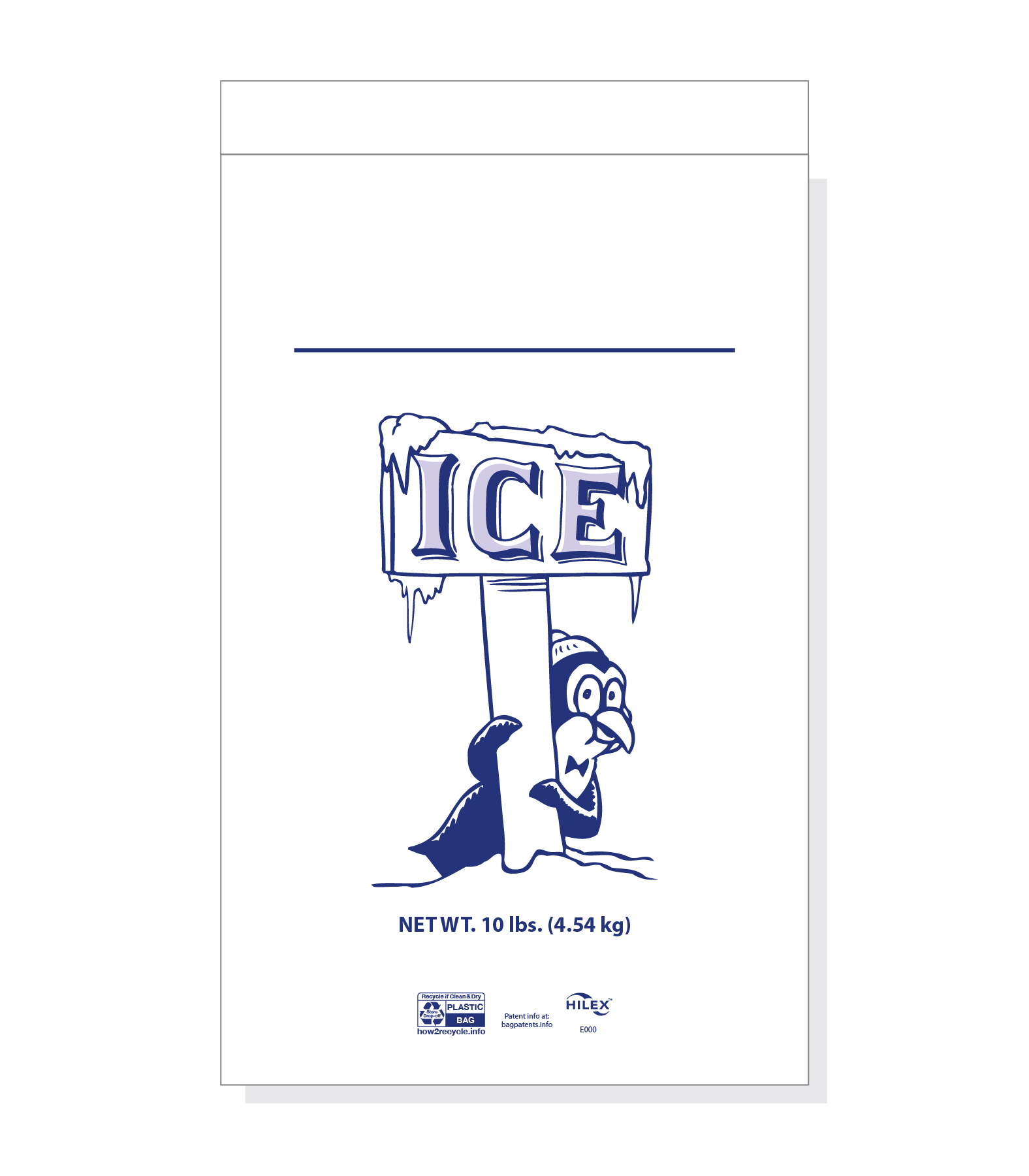 10# Plastic Wicket Ice Bags LDPE Stock Print "Penguin"