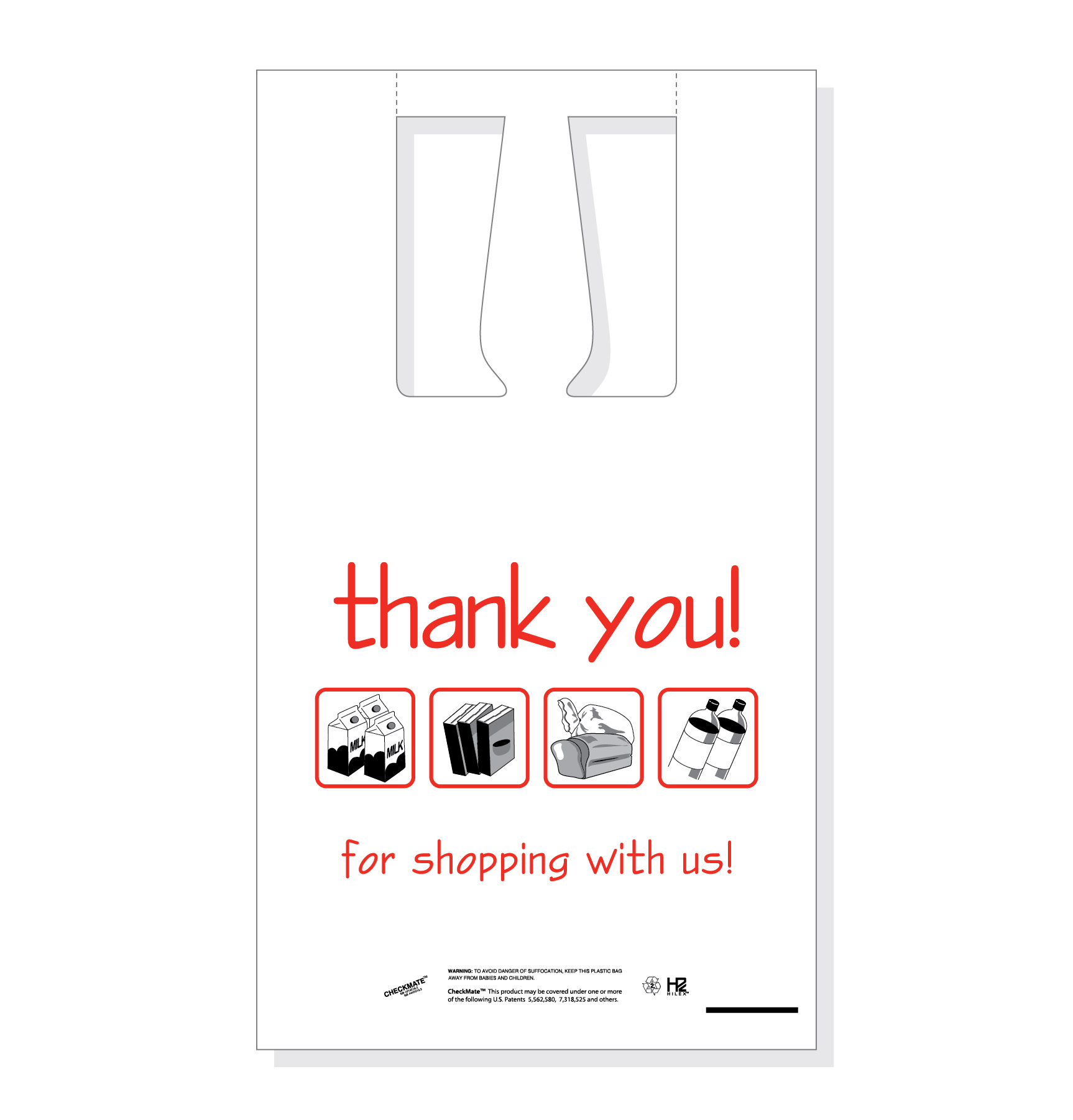 12 x 7 x 21 Large Check Mate Bag Stock Print "Thank You"