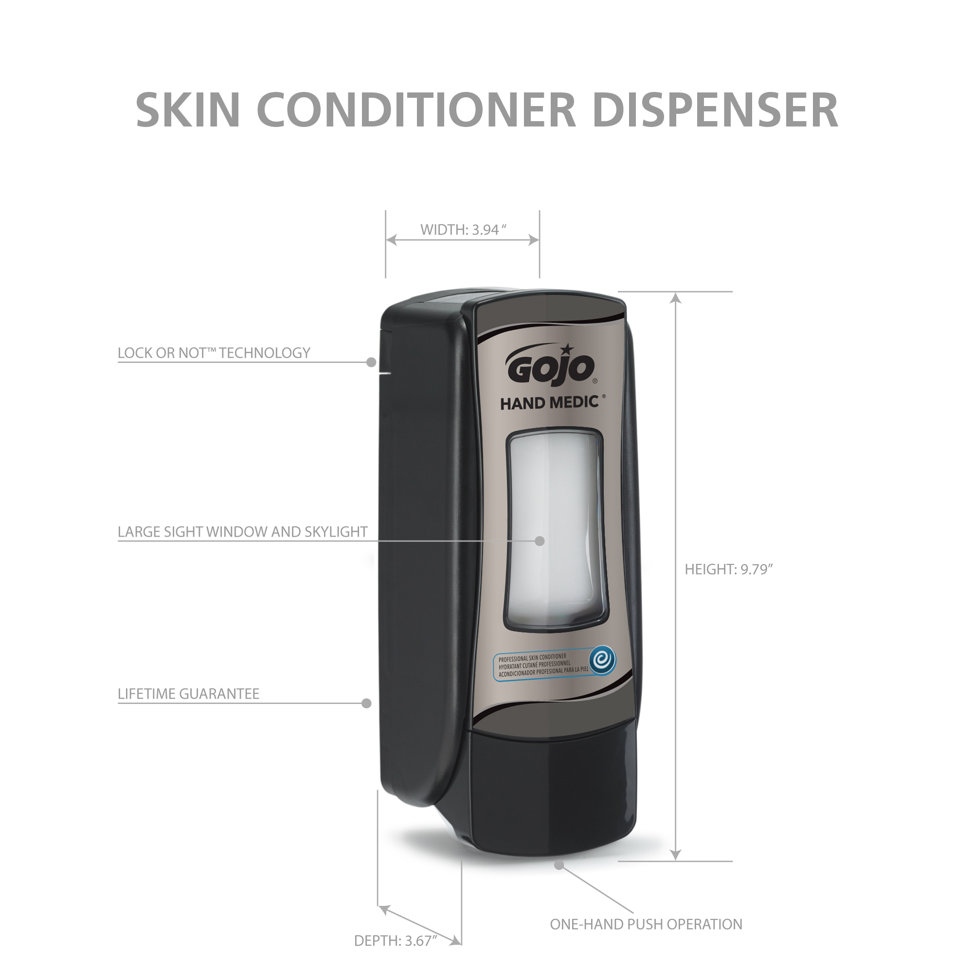 Hand Medic ADX-7 Dispenser Push-Style Chrome / Black