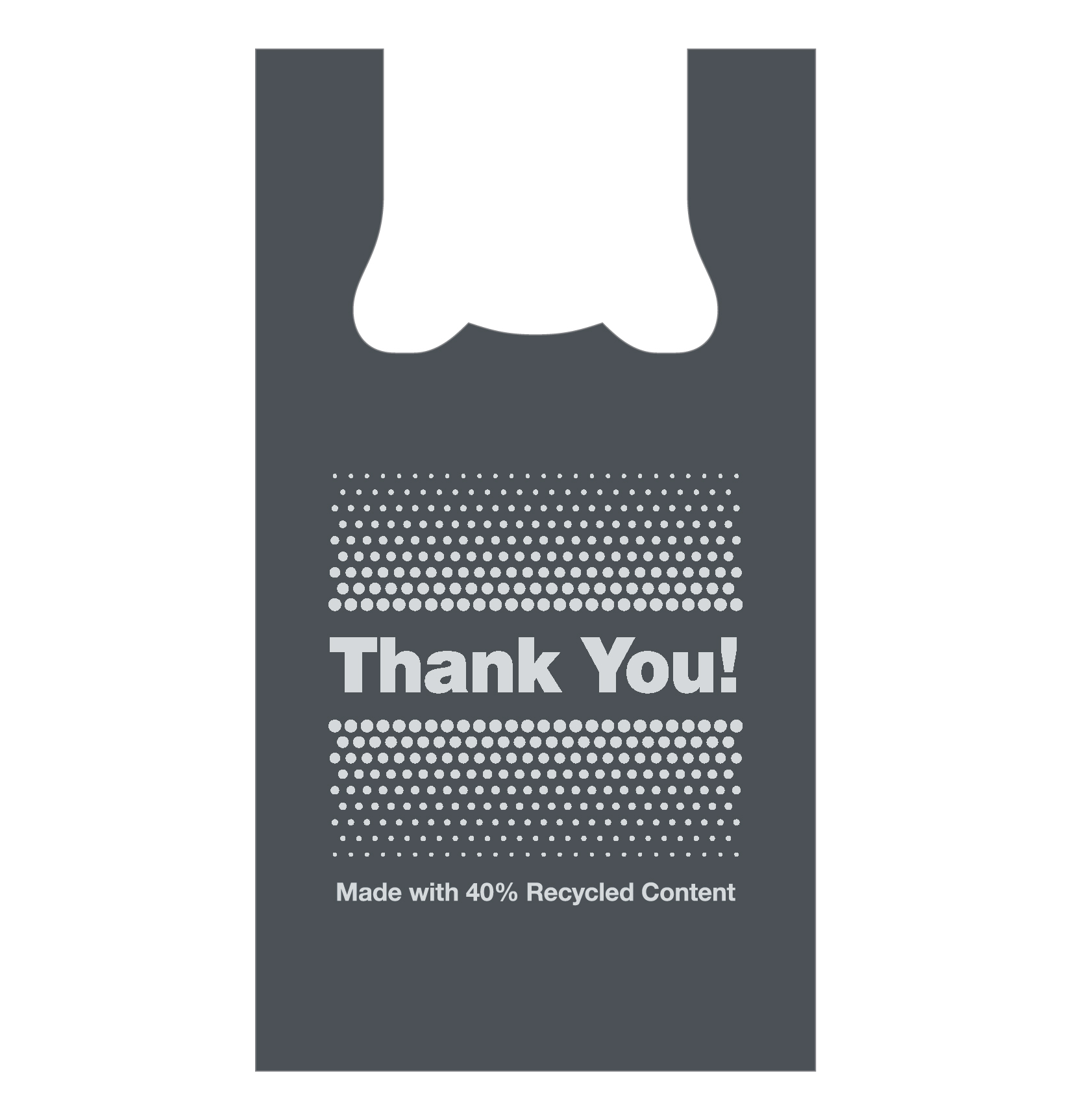11.5 x 6.5 x 21 Black T-Shirt Bag Stock Print "Thank You"