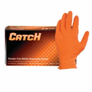 Catch Nitrile Gloves 9 Mil, Powder Free, Orange X-Large