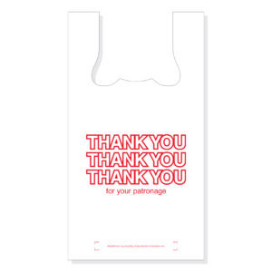 White "Thank You" 11.5 x 6.5 x 21 White T-Shirt Bag