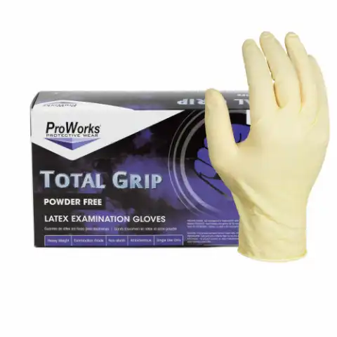 ProWorks Latex Exam Gloves White Powder Free Medium 8 Mil