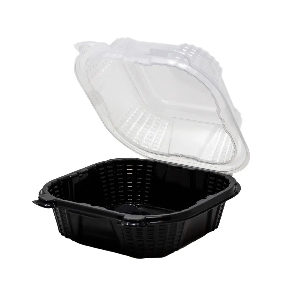 Large Sandwich Container PP Black / Clear 6.22" x 5.81" x 3"