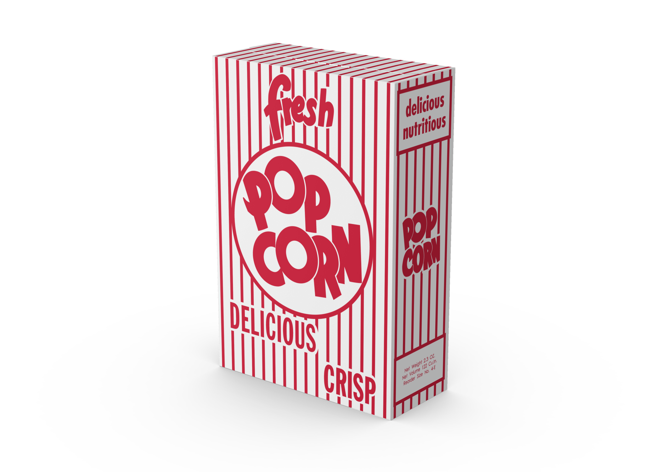 4ER Popcorn Box 5.75" x 2.5" 8.5" , Stock Print