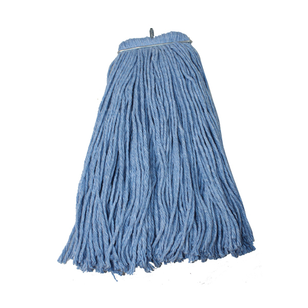 Layflat Cut-End Wet Mop Head 16 oz Blue, Screw-Type