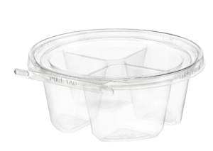 7" 4-Compart Safe-T-Gard Container 24 oz. Clear, Round