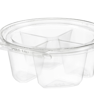 7" 4-Compart Safe-T-Gard Container 24 oz. Clear, Round